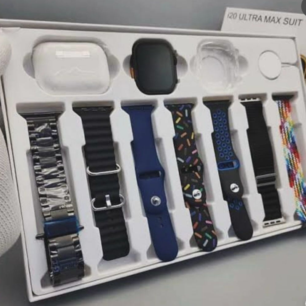I20 ULTRA MAX SUIT – The Ultimate 7-in-1 Smartwatch Combo!