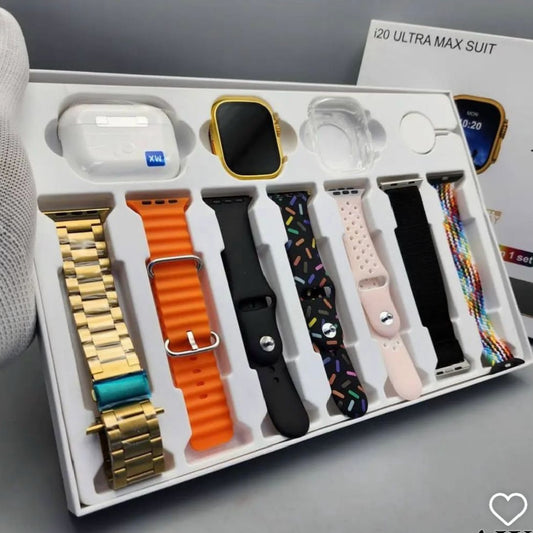 I20 ULTRA MAX SUIT – The Ultimate 7-in-1 Smartwatch Combo!