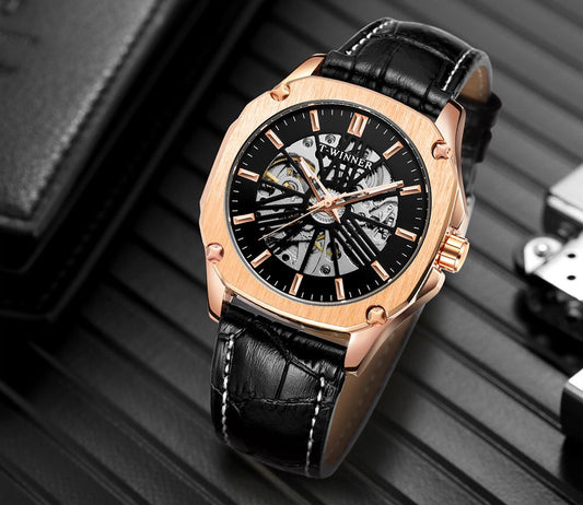 T-WINNER Original Watch – Men’s Square Skeleton Dial | Automatic | 6 Colors