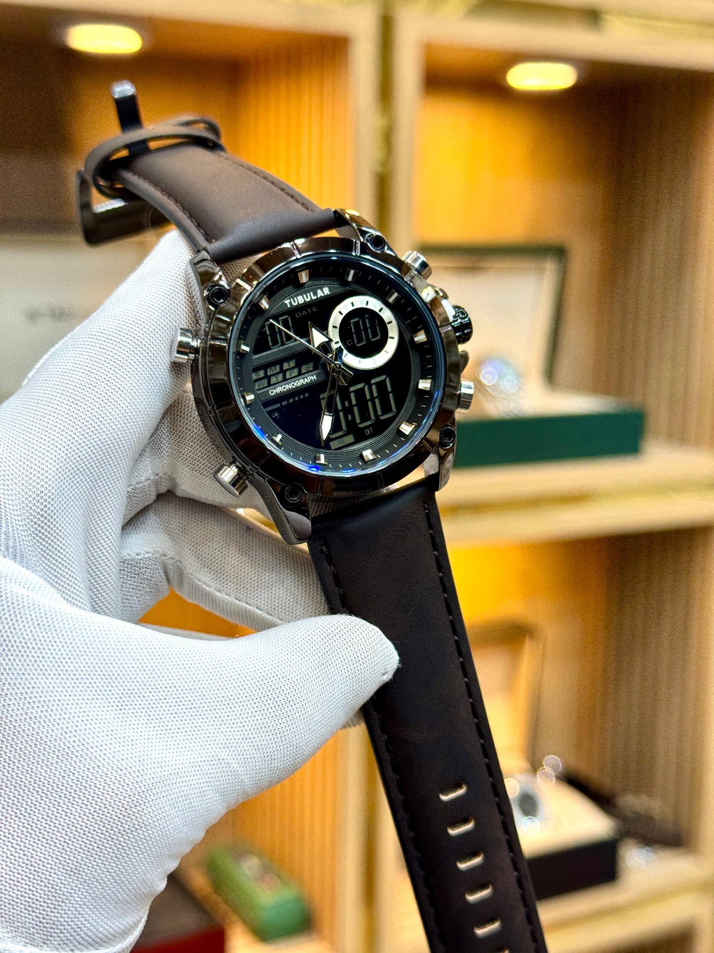 TUBULAR (Original) – Analog/Digital Leather Strap Watch | Limited Stock