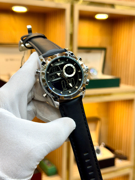 TUBULAR (Original) – Analog/Digital Leather Strap Watch | Limited Stock